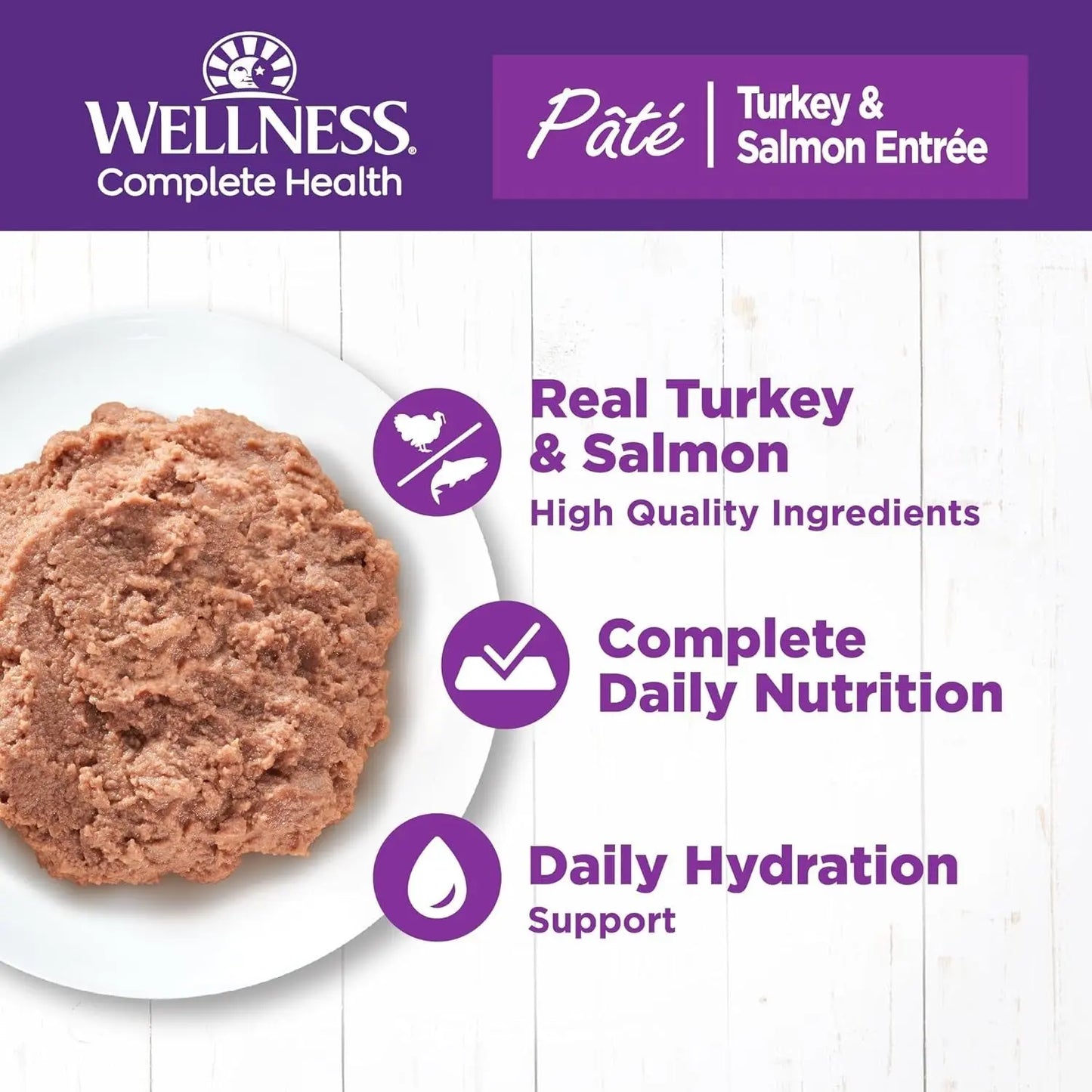 Wellness Complete Health Pate Adult Wet Cat Food, Natural, Protein-Rich, Grain F - Wellness